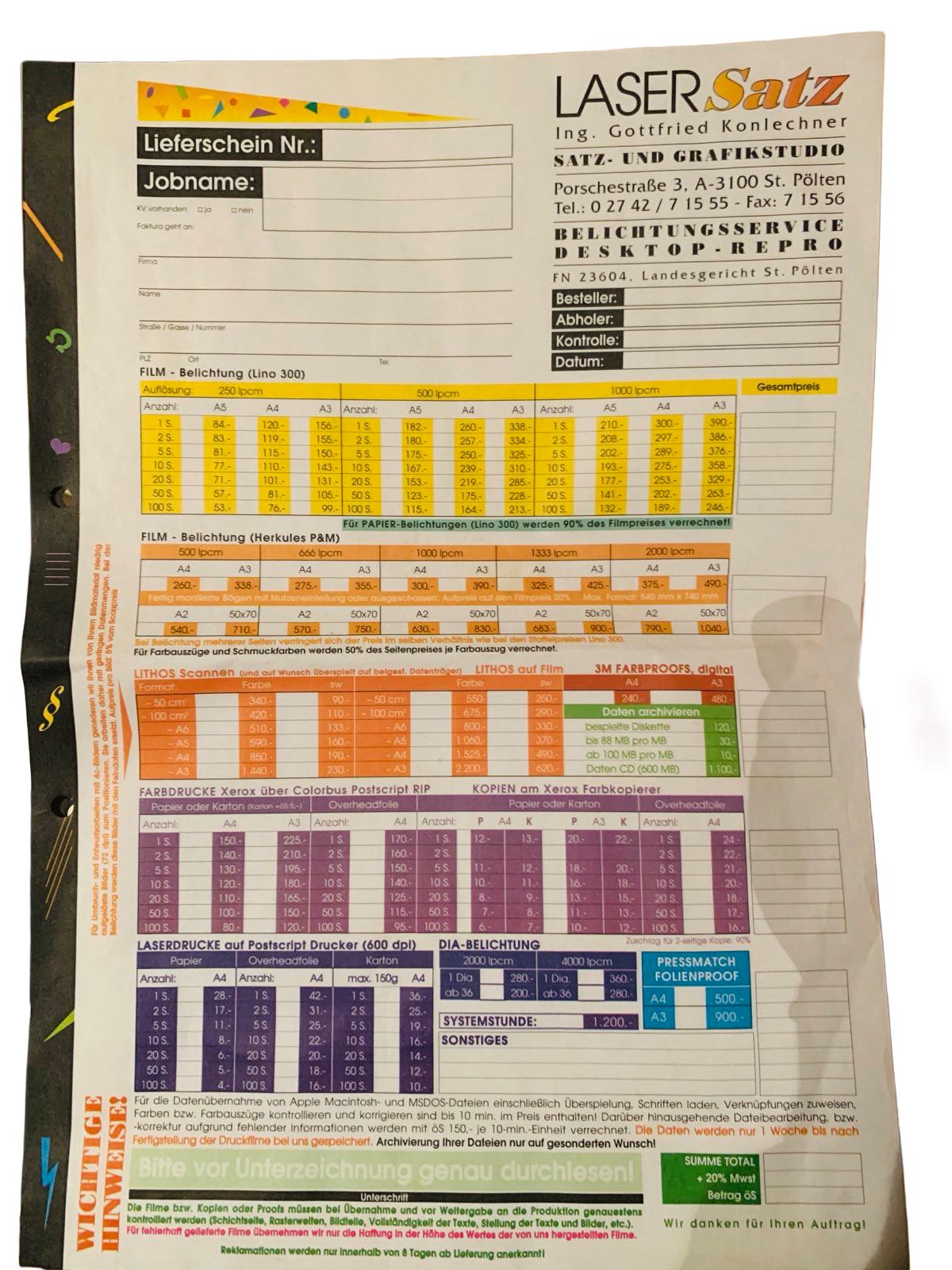 LaserSatz Lieferschein